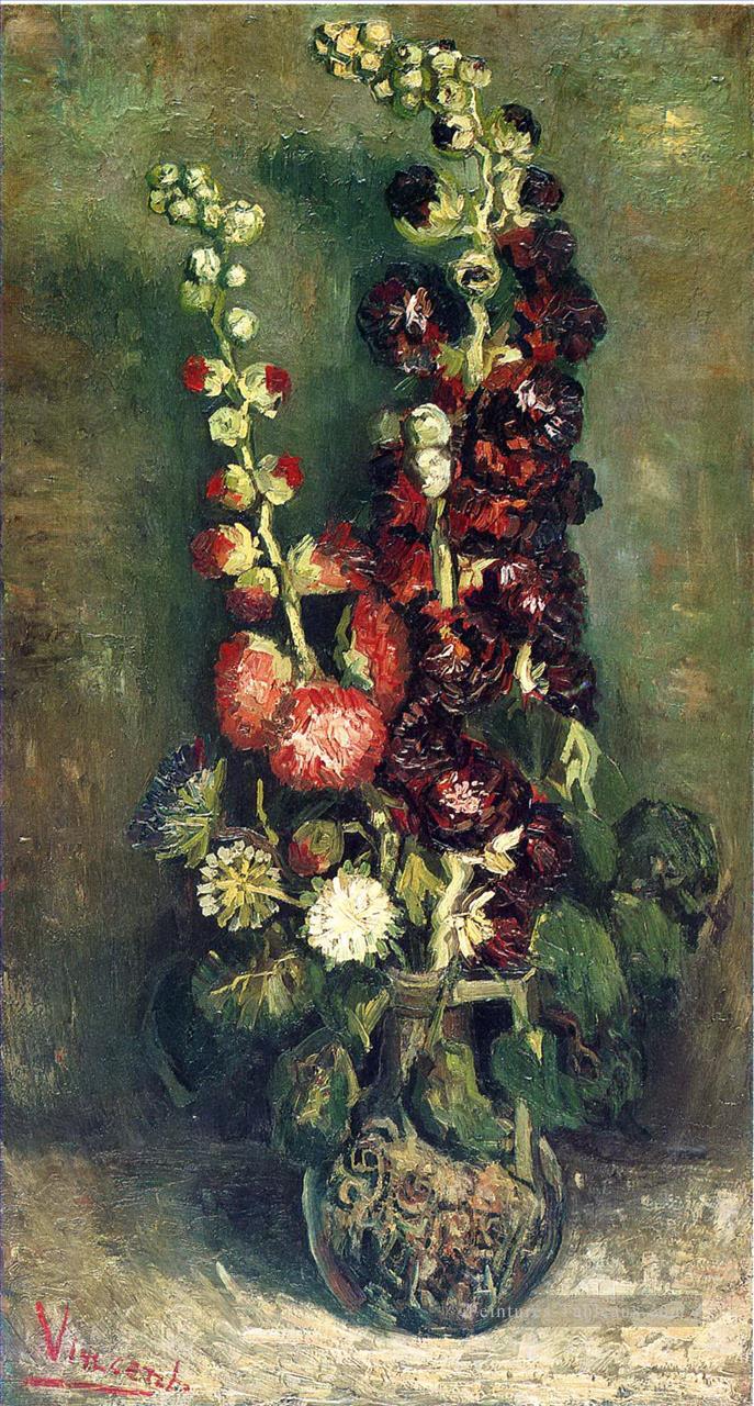 Vase de roses trémières Vincent van Gogh Peintures à l'huile